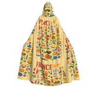 DIEzig Cape à capuche avec impression artistique de la culture culturelle française, pour adulte, fournitures de carnaval, Halloween, idéal pour les événements de scène de cosplay