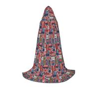 DIEzig Cape à capuche avec symboles de l'Angleterre pour adolescents gothique, fantaisie, médiévale et cosplay