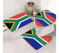 DIEzig Ensemble de tapis de salle de bain antidérapants en flanelle avec motif drapeau de l'Afrique du Sud, trois formes