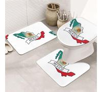 DIEzig Ensemble de tapis de salle de bain antidérapants en flanelle pour salle de bain avec motif carte du Mexique, trois formes