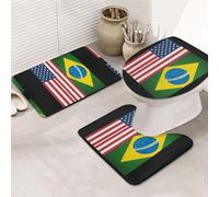 DIEzig Ensemble de tapis de salle de bain imprimés du Brésil des États-Unis, ensemble de tapis antidérapants en flanelle pour salle de bain, suite invités, comprend trois formes