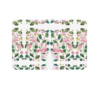 DIEzig Flamingo Bird Round Leaves Printing Tapis de diatomée 40 x 60 cm Tapis de sol doux Automne Coussin de douche Dos en caoutchouc antidérapant