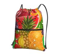 DIEzig Fresh Fruits Sac à dos à bandoulière réglable, sac pliable avec cordon de serrage avec fermeture éclair pour w nd aventure