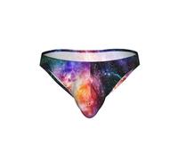 DIEzig Galaxy in the Universe Print Soft Stretch Men's Bikini Slip Printed Low Rise Everyday Underwear Soft Fit Confortable Cadeau, Noir , L