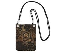 DIEzig Gears Clock Bronze Century Printing Étui de téléphone pour adulte Portefeuille Sac à bandoulière avec bandoulière amovible, Noir , Taille unique
