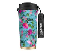 DIEzig Hello Hawaii Tasse à café isotherme en acier inoxydable avec couvercle à rabat pour la maison, le bureau, les voyages