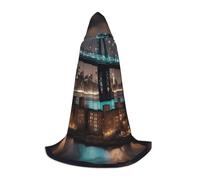DIEzig New York Manhattan Bridge Night Stage Performance Cape à capuche pour adolescents gothique fantaisie médiévale Cosplay Longue cape