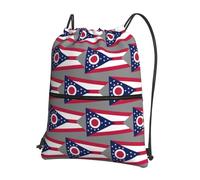 DIEzig Sac à dos à bandoulière réglable avec imprimé drapeau de l'État de l'Ohio, sac pliable avec cordon de serrage avec fermeture éclair pour w nd aventure
