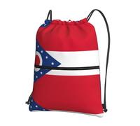 DIEzig Sac à dos à bandoulière réglable avec imprimé drapeau de l'État de l'Ohio, sac pliable avec cordon de serrage avec fermeture éclair pour w nd aventure