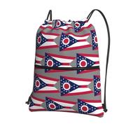 DIEzig Sac à dos à bandoulière réglable avec imprimé drapeau de l'État de l'Ohio, sac pliable avec cordon de serrage avec fermeture éclair pour week-end aventure