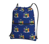 DIEzig Sac à dos à bandoulière réglable avec imprimé drapeau de l'État de New York, sac pliable avec cordon de serrage avec fermeture éclair pour week-end aventure