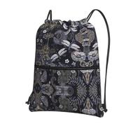 DIEzig Sac à dos à bandoulière réglable avec imprimé libellules grises - Sac pliable avec cordon de serrage avec fermeture éclair pour w nd aventure