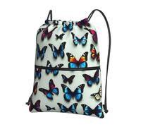 DIEzig Sac à dos à bandoulière réglable avec imprimé papillon et violoncelle - Sac pliable avec cordon de serrage avec fermeture éclair pour w nd aventure