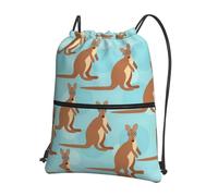 DIEzig Sac à dos amusant pour kangourou imprimé zoo avec sangle réglable, sac pliable avec cordon de serrage avec fermeture éclair pour w nd aventure