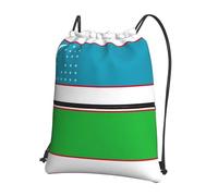 DIEzig Sac à dos avec cordon de serrage et fermeture éclair avec motif drapeau de la République d'Ouzbékistan