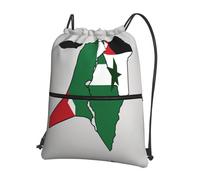 DIEzig Sac à dos avec cordon de serrage pliable et fermeture éclair Motif drapeau de Palestine map02