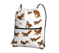 DIEzig Sac à dos mignon imprimé écureuil à bandoulière réglable, sac pliable avec cordon de serrage avec fermeture éclair pour w nd aventure