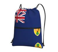 DIEzig Sac à dos pliable avec cordon de serrage et fermeture éclair avec imprimé drapeau des îles Turques et Caïques