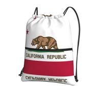DIEzig Sac à dos pliable avec cordon de serrage et fermeture éclair imprimé drapeau de l'État de Californie pour w nd aventure