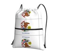 DIEzig Sac à dos pliable avec cordon de serrage et fermeture éclair imprimé drapeau de l'État de l'Illinois
