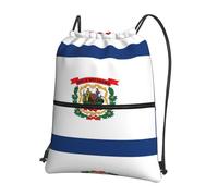 DIEzig Sac à dos pliable avec cordon de serrage et fermeture éclair - Imprimé drapeau de l'État de Virginie occidentale