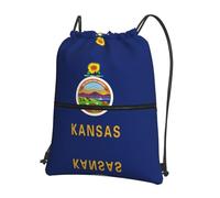 DIEzig Sac à dos pliable avec cordon de serrage et fermeture éclair - Imprimé drapeau de l'État du Kansas