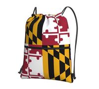 DIEzig Sac à dos pliable avec cordon de serrage et fermeture éclair - Imprimé drapeau de l'État du Maryland