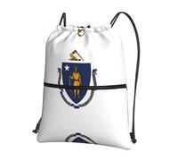 DIEzig Sac à dos pliable avec cordon de serrage et fermeture éclair - Imprimé drapeau de l'État du Massachusetts
