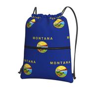 DIEzig Sac à dos pliable avec cordon de serrage et fermeture éclair - Imprimé drapeau de l'État du Montana