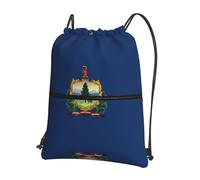 DIEzig Sac à dos pliable avec cordon de serrage et fermeture éclair - Imprimé drapeau de l'État du Vermont - Pour w nd aventure