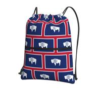 DIEzig Sac à dos pliable avec cordon de serrage et fermeture éclair - Imprimé drapeau de l'État du Wyoming