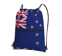 DIEzig Sac à dos pliable avec cordon de serrage et fermeture éclair - Motif drapeau de la Nouvelle-Zélande