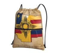 DIEzig Sac à dos pliable avec cordon de serrage et fermeture éclair Motif drapeau du Nouveau-Mexique map01