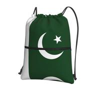 DIEzig Sac à dos pliable avec cordon de serrage et fermeture éclair Motif drapeau du Pakistan