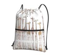 DIEzig Sac à dos pliable avec cordon de serrage et fermeture éclair - Motif girafes amusantes