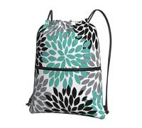 DIEzig Sac à dos pliable avec cordon de serrage et fermeture éclair pour w nd et aventure Motif fleurs de dahlia
