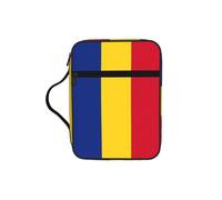 DIEzig Sac de rangement multi-poches avec imprimé drapeau de la Roumanie pour livre, tablette et stylo