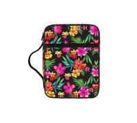 DIEzig Sac de rangement multi-poches avec imprimé floral hawaïen pour livre, tablette et stylo