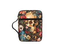 DIEzig Sac de rangement multi-poches avec imprimé tête de mort florale pour livre, tablette et stylo