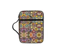 DIEzig Sac de rangement multi-poches avec motif floral et cercles ethniques pour livre, tablette et stylo