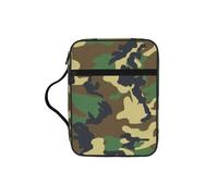 DIEzig Sac de rangement pour Bible imprimé camouflage militaire vert avec plusieurs poches Sac de transport polyvalent pour livre, tablette et stylo