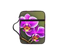 DIEzig Sac de rangement pour Bible imprimé fleurs d'orchidée avec plusieurs poches, sac de transport polyvalent pour livre, tablette et stylo