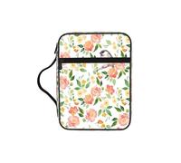 DIEzig Sac de rangement pour Bible imprimé fleurs et oiseaux avec plusieurs poches, sac de transport polyvalent pour livre, tablette et stylo