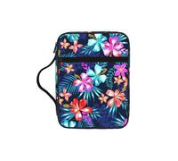 DIEzig Sac de rangement pour Bible imprimé floral bleu avec plusieurs poches, sac de transport polyvalent pour livre, tablette et stylo