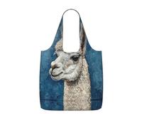 DIEzig Sac fourre-tout pliable imprimé alpaga lama pour le shopping, sac d'épicerie réutilisable, sac de voyage léger et compact