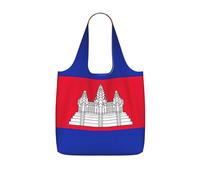 DIEzig Sac fourre-tout pliable imprimé drapeau du Cambodge pour le shopping, sac d'épicerie réutilisable, sac de voyage léger et compact