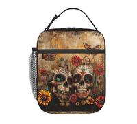 DIEzig Sac isotherme portable avec imprimé crânes et papillons en sucre