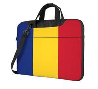 DIEzig Sac pour ordinateur portable imprimé drapeau de la Roumanie en tissu Oxford doux confortable rembourré pour un usage quotidien, Noir , 13 inch