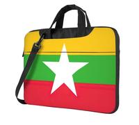 DIEzig Sac pour ordinateur portable imprimé drapeau du Myanmar en tissu Oxford doux confortable rembourré pour un usage quotidien, Noir , 15.6 inch