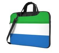 DIEzig Sac pour ordinateur portable imprimé drapeau Sierra Leone en tissu Oxford doux confortable rembourré pour un usage quotidien, Noir , 14 inch